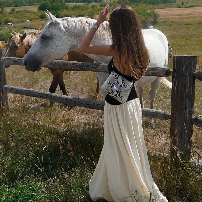 Two-Tone Panel Halter Sleeveless A-Line Maxi Dress