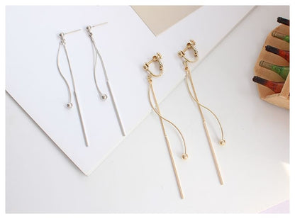 Bar Bead Dangle Earring / Clip-On Earring