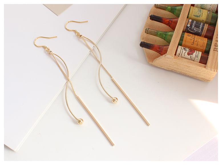 Bar Bead Dangle Earring / Clip-On Earring