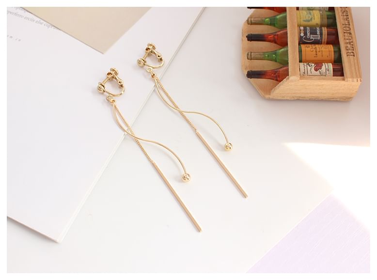 Bar Bead Dangle Earring / Clip-On Earring