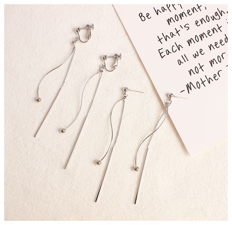 Bar Bead Dangle Earring / Clip-On Earring