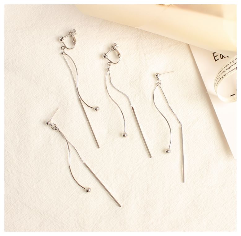 Bar Bead Dangle Earring / Clip-On Earring