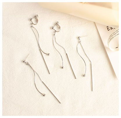 Bar Bead Dangle Earring / Clip-On Earring
