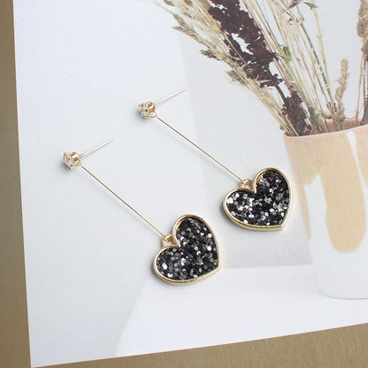 Heart Rhinestone Drop Earring