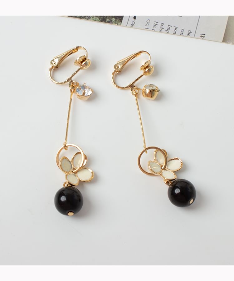 Flower Bead Drop Earring / Clip-On Earring