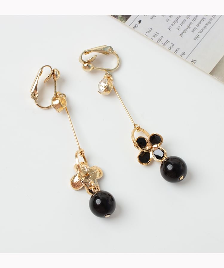 Flower Bead Drop Earring / Clip-On Earring