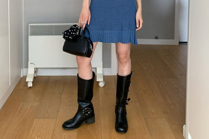 Spaghetti Strap Plain Pointelle Mini Sheath Knit Dress