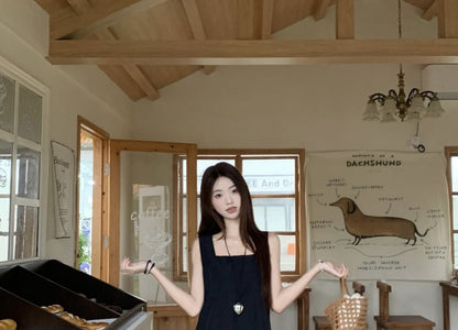 Square Neck Ruffle Hem Sleeveless A-Line Maxi Dress