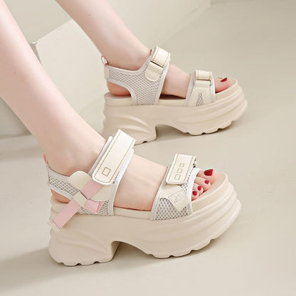 Platform Chunky Heel Hook & Loop Sandals