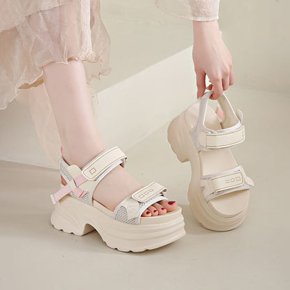Platform Chunky Heel Hook & Loop Sandals
