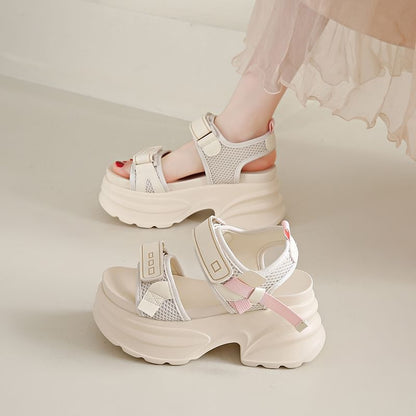 Platform Chunky Heel Hook & Loop Sandals