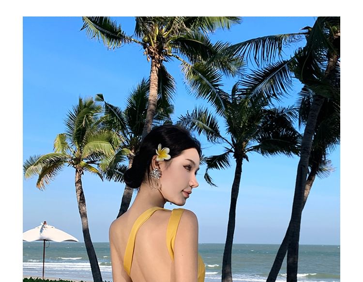 One-Shoulder A-Line Maxi Dress, Open Back Sleeveless