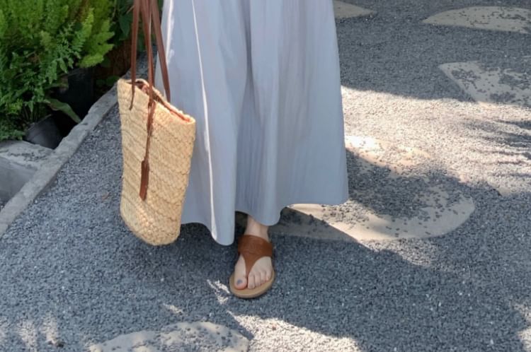 V-Neck Sashed A-Line Maxi Dress, Sleeveless