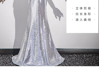 Glitter Trim Gown Strapless Evening Mermaid Lace