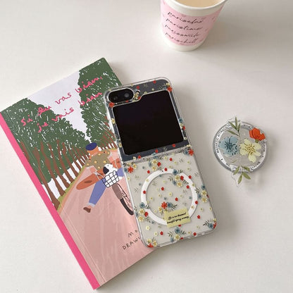 Floral Print Phone Case / Magnetic Suction / Set