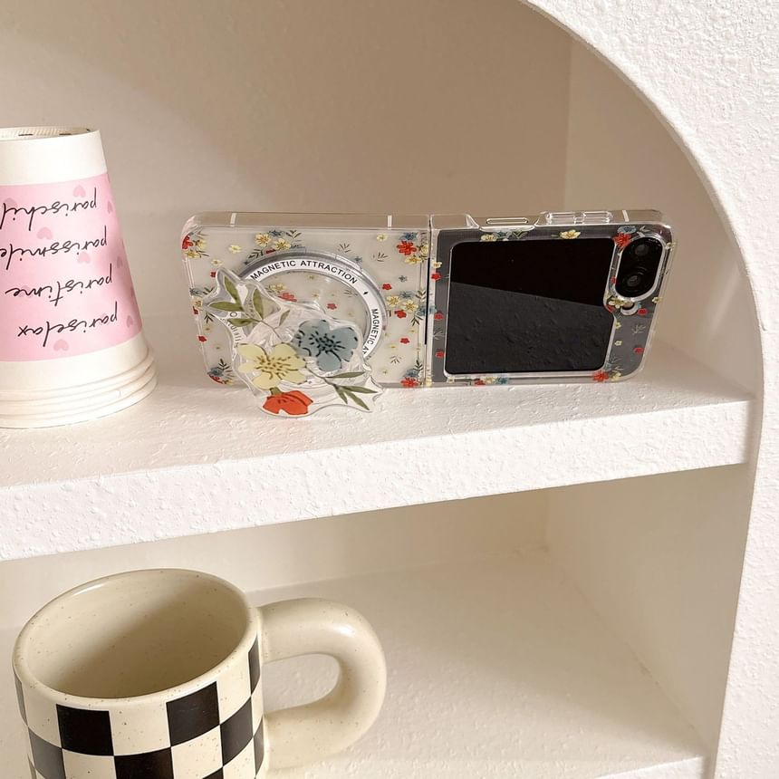 Floral Print Phone Case / Magnetic Suction / Set