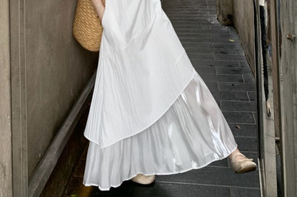 Square Neck Panel A-Line Maxi Dress