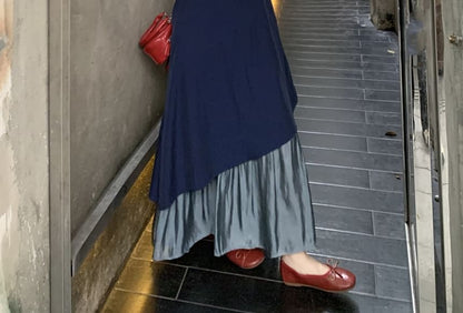 Square Neck Panel A-Line Maxi Dress