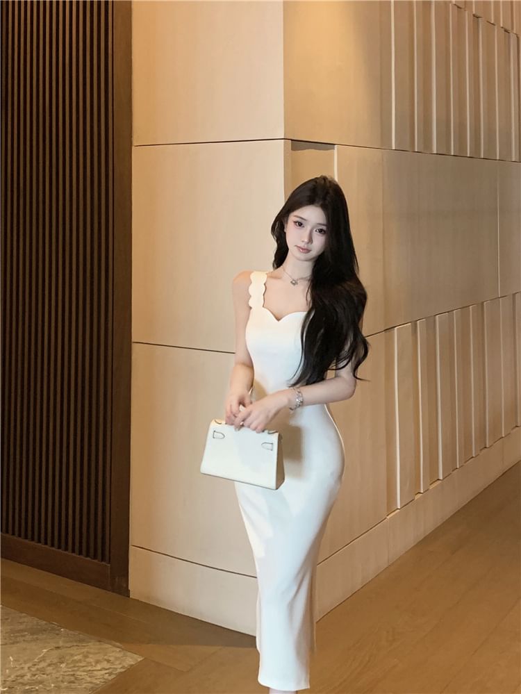Sweetheart Neck Sheath Maxi Dress, Sleeveless