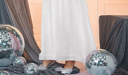Plus Size Puff-Sleeve Off-Shoulder Plain A-Line Evening Gown