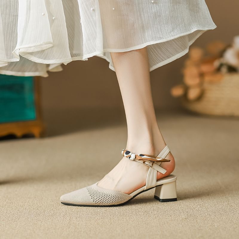 Pointed Chunky Heel Sandals