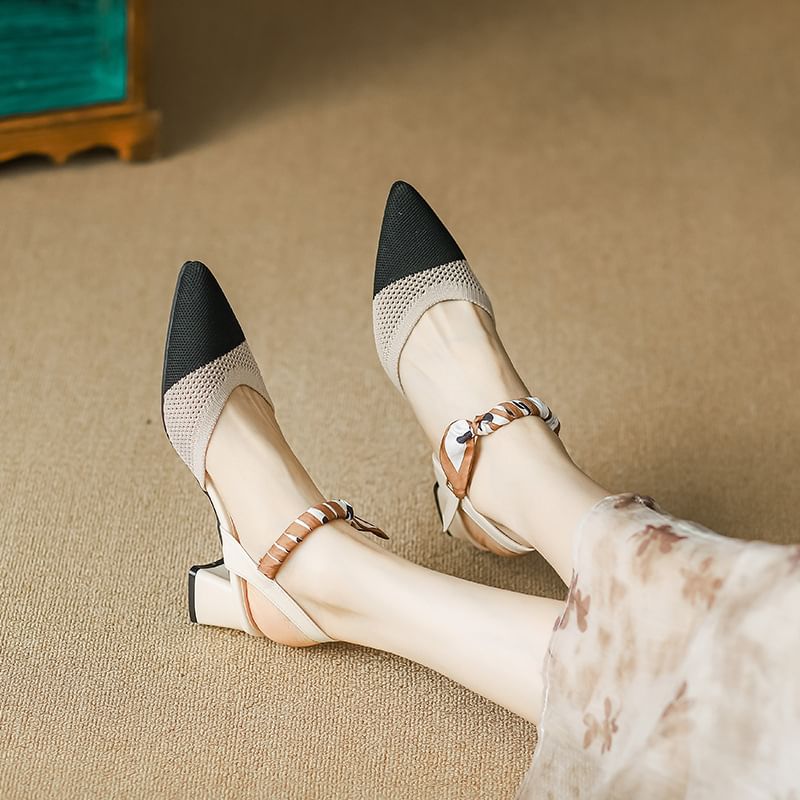 Pointed Chunky Heel Sandals