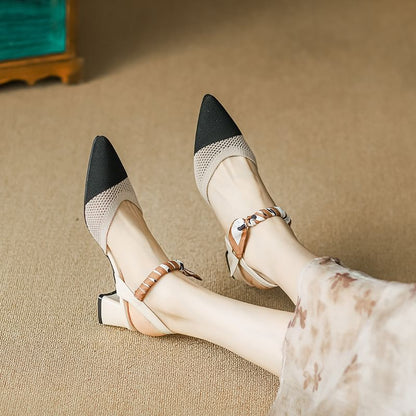 Pointed Chunky Heel Sandals