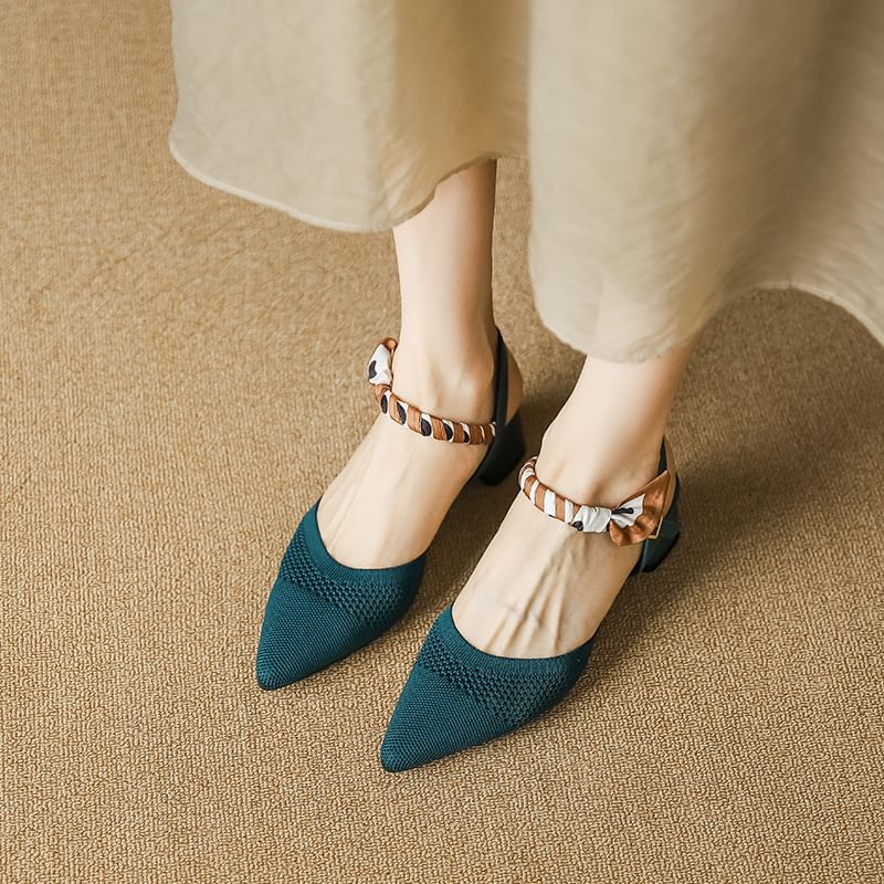 Pointed Chunky Heel Sandals
