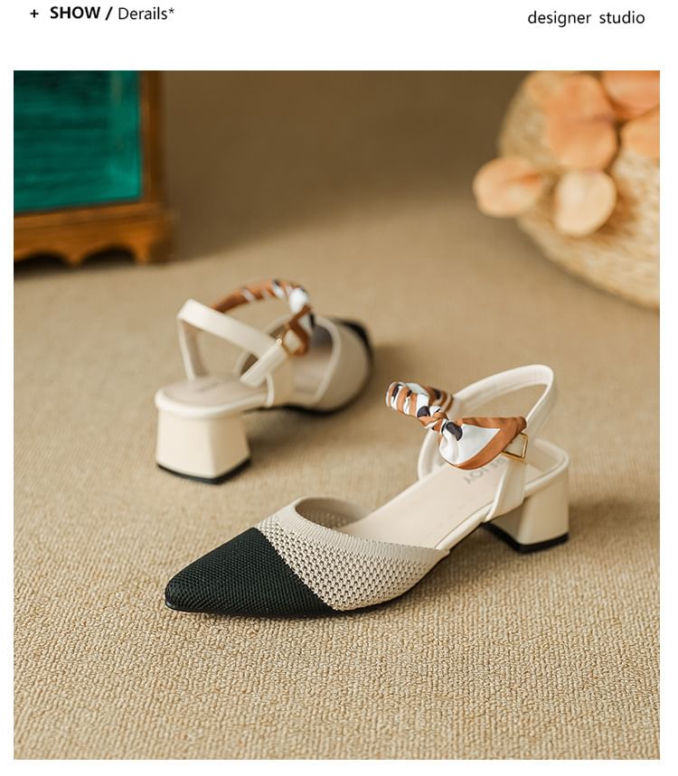 Pointed Chunky Heel Sandals