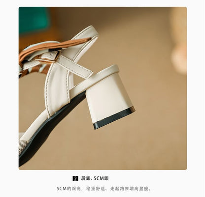 Pointed Chunky Heel Sandals