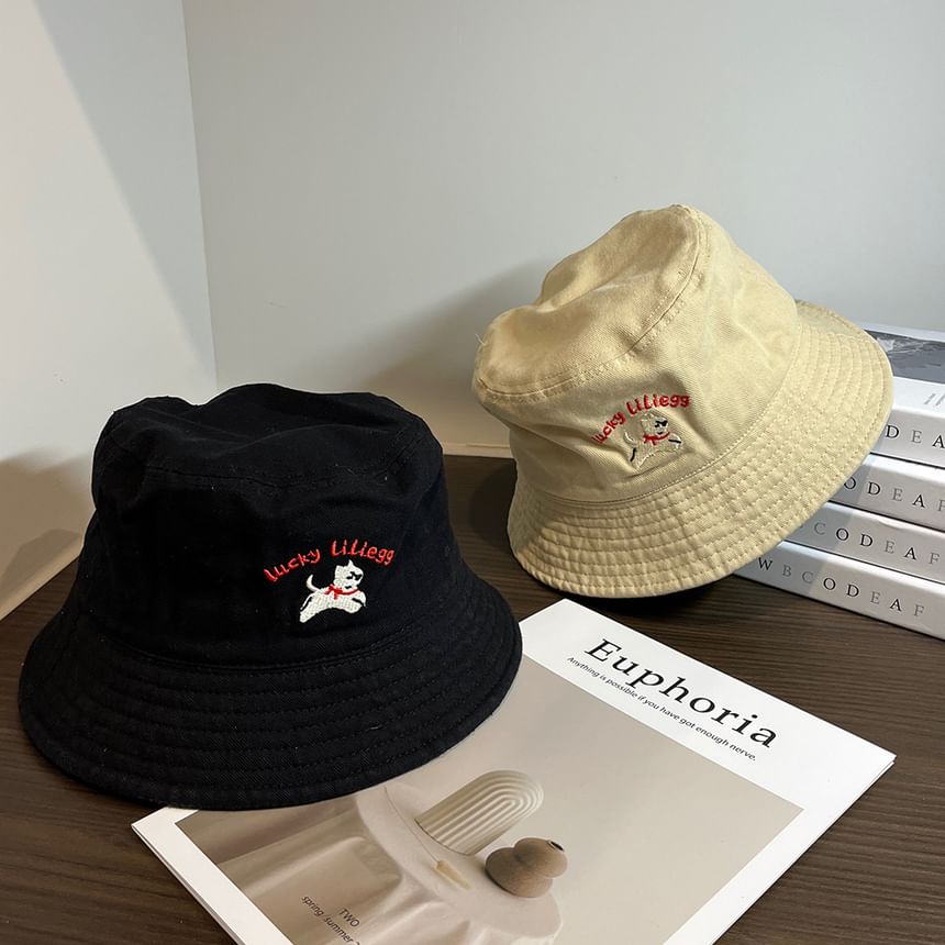 Embroidered Dog Bucket Hat