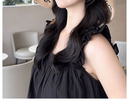 Bow Print Straw Sun Hat