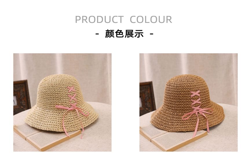 Bow Straw Bucket Hat