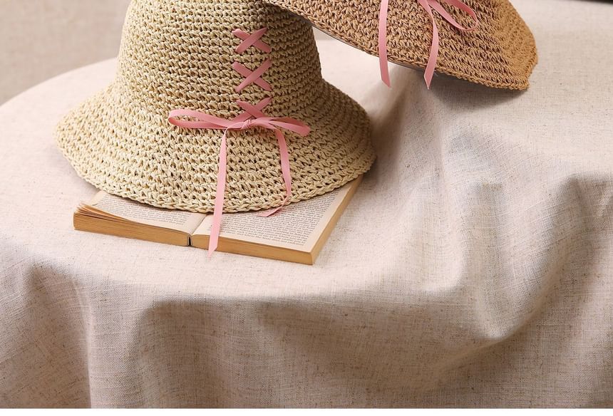 Bow Straw Bucket Hat