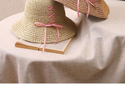 Bow Straw Bucket Hat