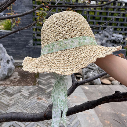 Floral Ribbon Straw Sun Hat