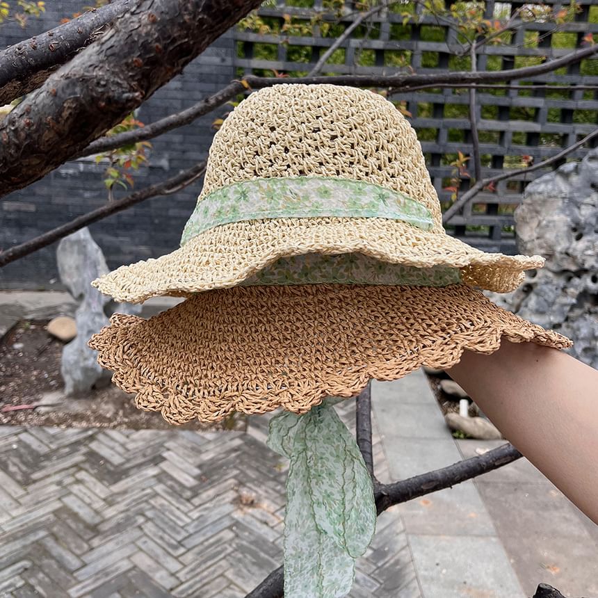 Floral Ribbon Straw Sun Hat