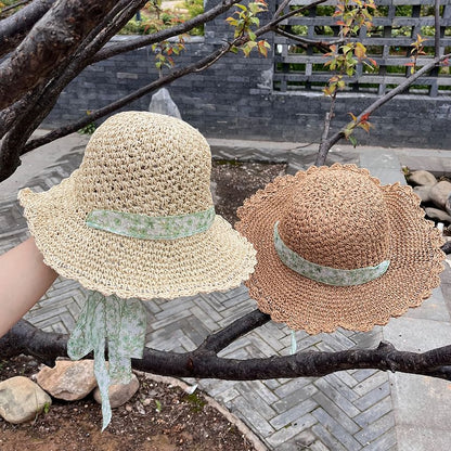 Floral Ribbon Straw Sun Hat