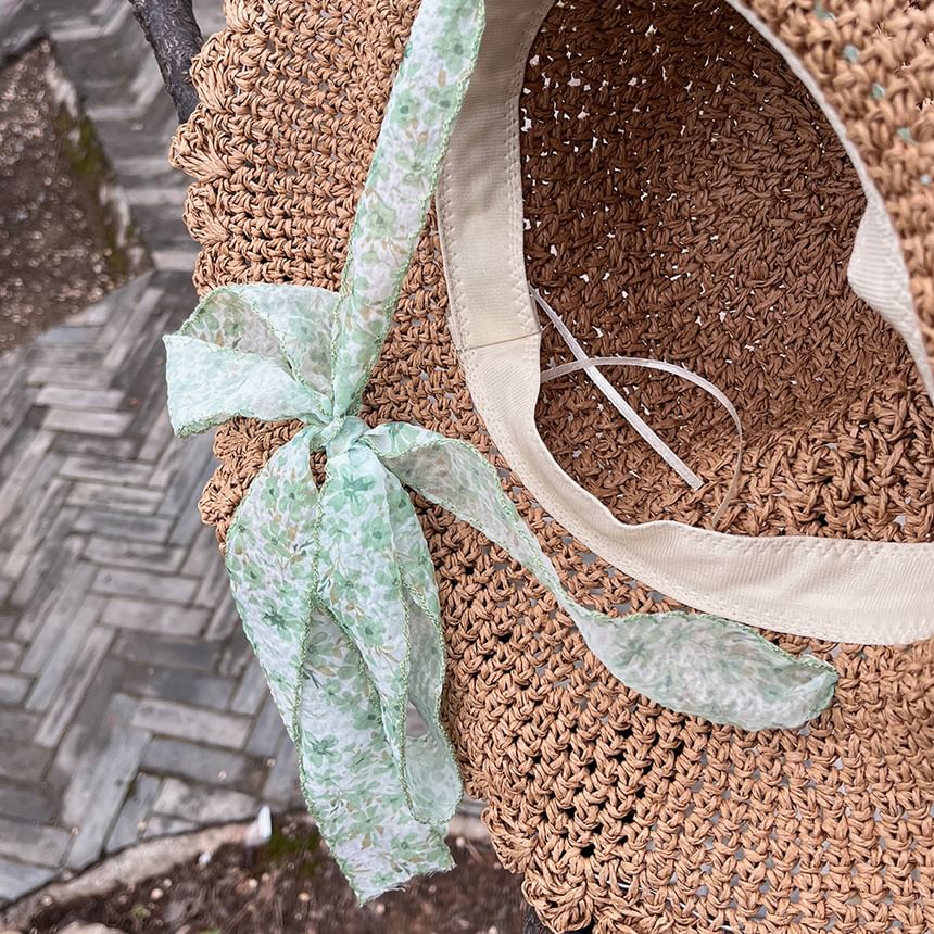 Floral Ribbon Straw Sun Hat