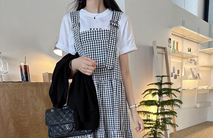 Gingham Maxi Dungaree Dress