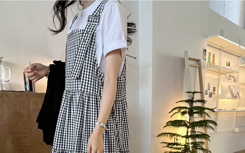 Gingham Maxi Dungaree Dress