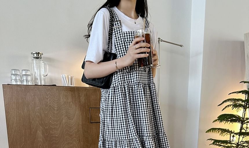 Gingham Maxi Dungaree Dress