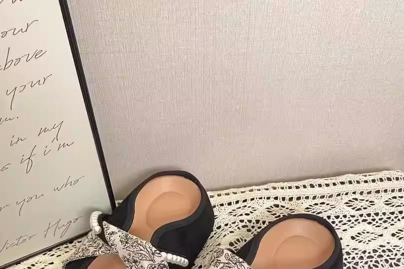 Floral Print Faux Pearl Panel Mary Jane Mules