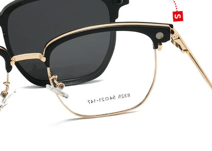 Half Frame Eyeglasses with Polarized Clip On Sunglasses (Various Designs)