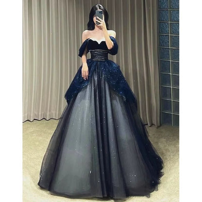 Off-Shoulder Sequin A-Line Ball Gown