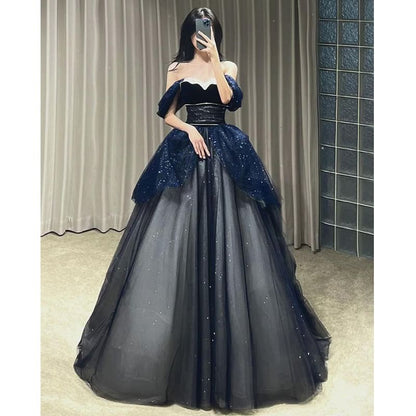 Off-Shoulder Sequin A-Line Ball Gown