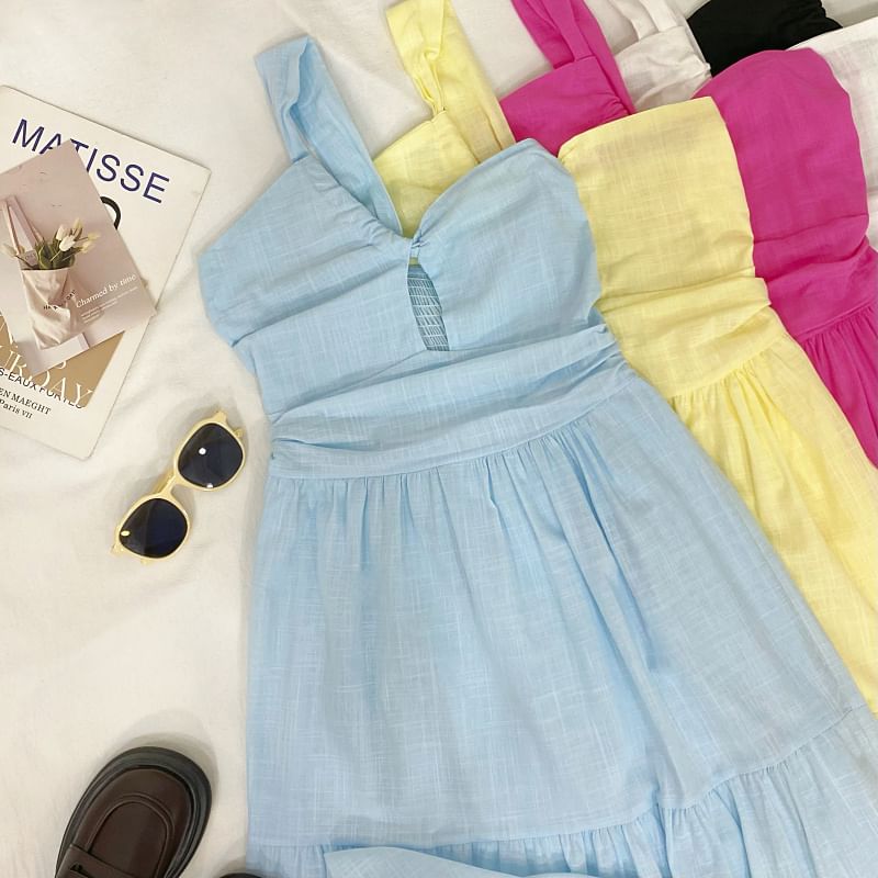 One Shoulder Keyhole Tiered A-Line Maxi Dress