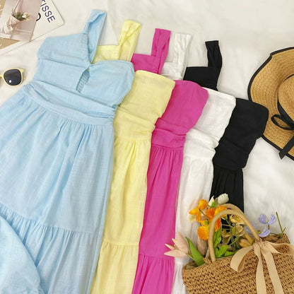 One Shoulder Keyhole Tiered A-Line Maxi Dress