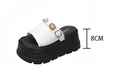 Platform Faux Pearl Slide Sandals