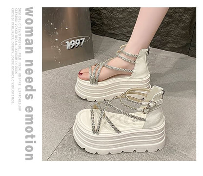 Platform Rhinestone Sandals